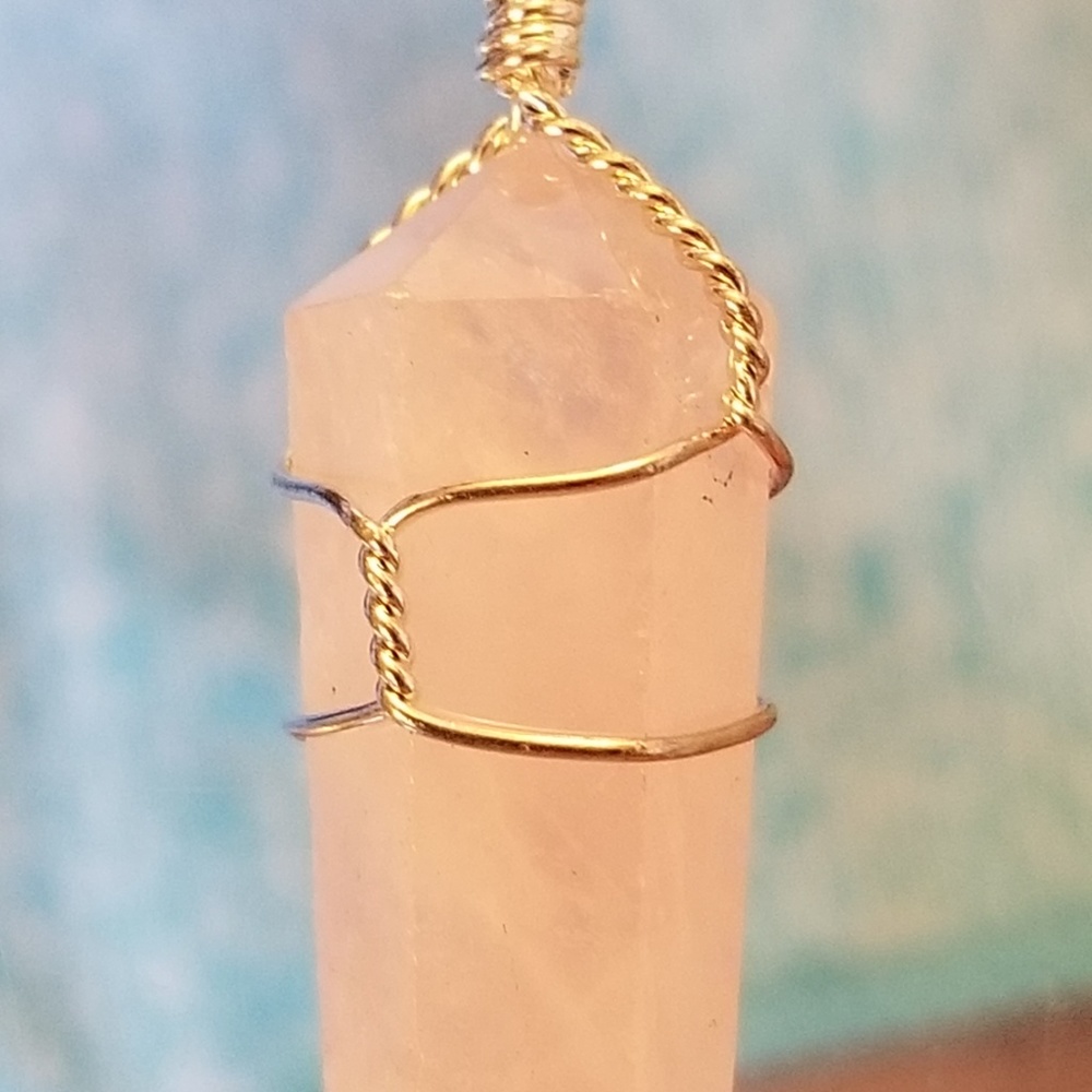 NWT Pink Quartz Sterling WireWrap Pendnt - Picture 6 of 8